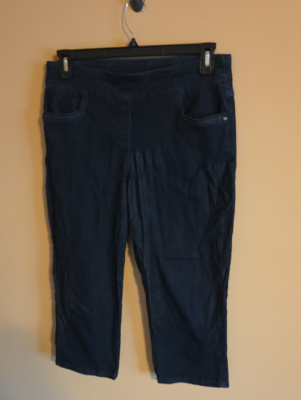 Womens Coral Bay Pull On Dark Wash Jean Capri Pants Size 8